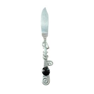 Robert Welch Jeweled Cheese Spreader Black Cabochon Swirl Handle Stainless Steel